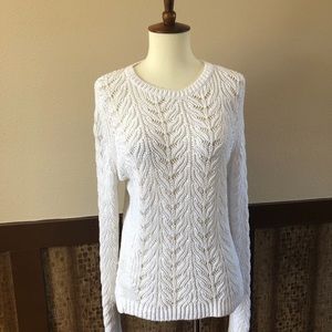 LOFT Chunky White Knit Cotton Sweater